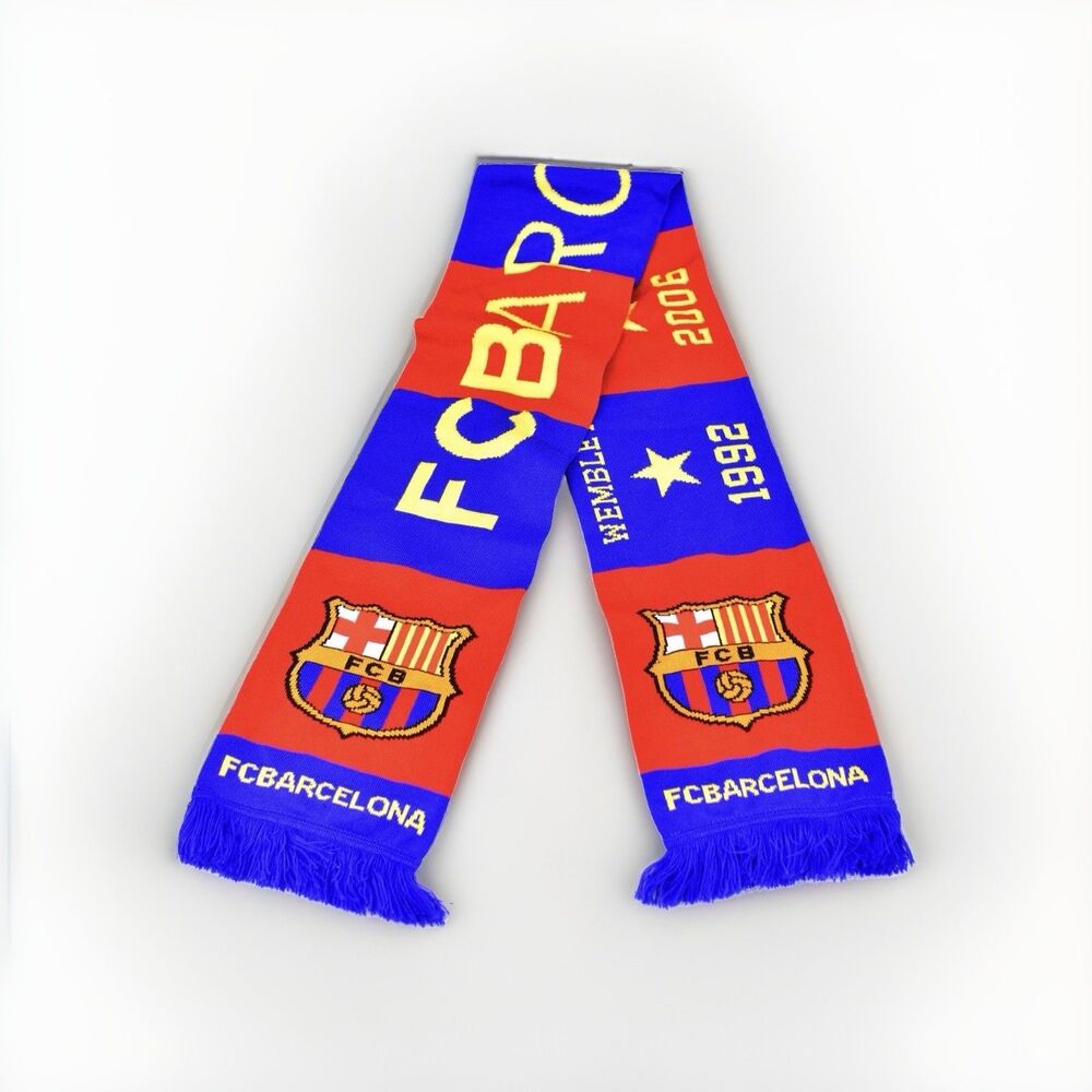 FCB FC BARCELONA Blue/Red UEFA CHAMPIONS LEAGUE 5-TIME SCARF Soccer Football Fan